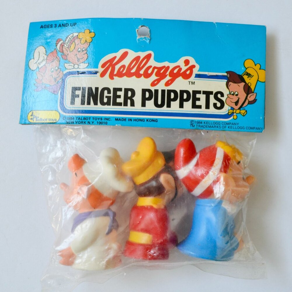 1984 Kellogg's Rice Krispies Snap Crackle Pop Finger Puppets NOS New Vintage - Picture 4 of 5